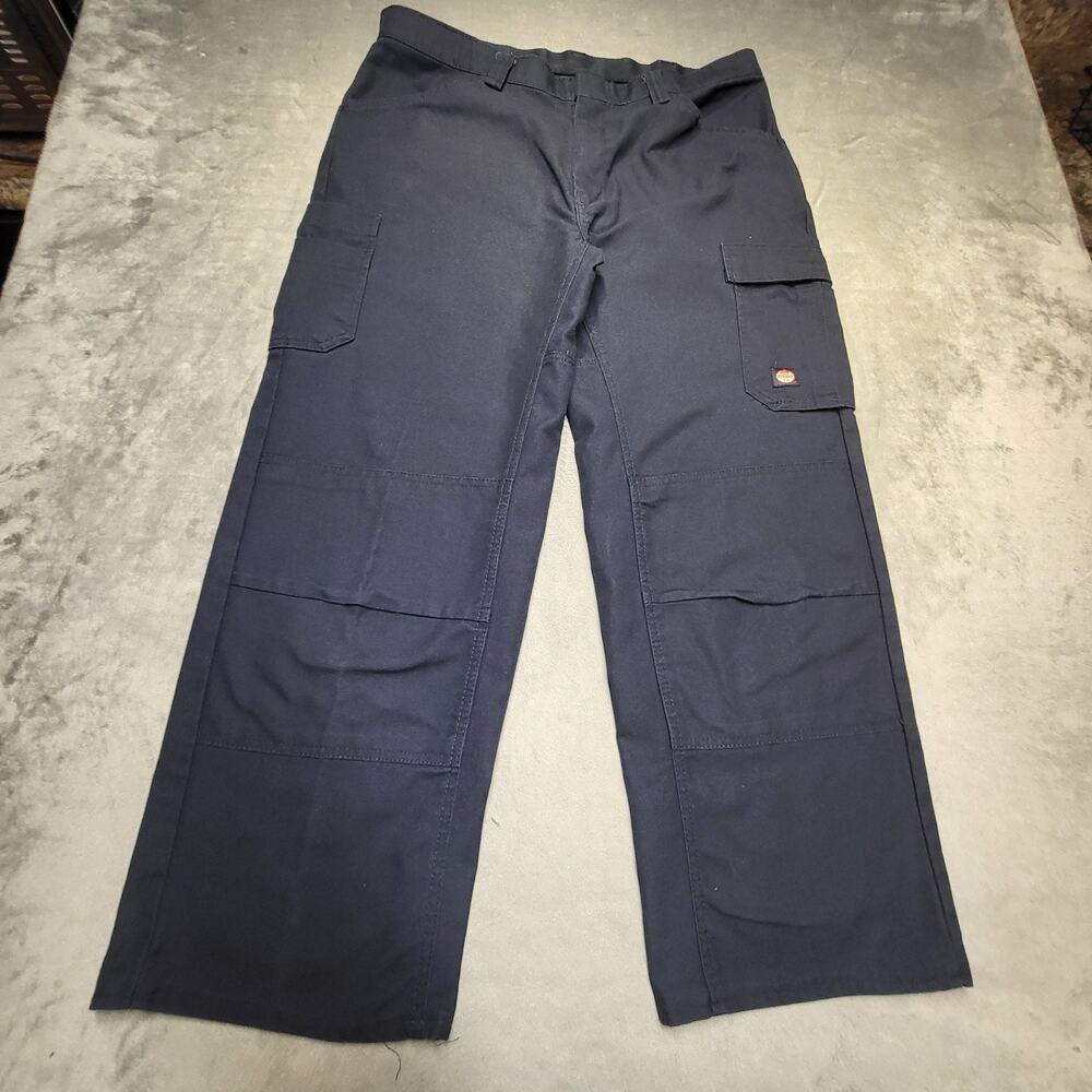 Red Kap Pants Mens 36x28 Blue Cargo Relaxed Fit Double Knee Workwear Pockets